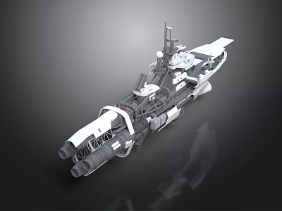 Futuristic Watercraft Design with Advanced Multi Deck Structure and Antenna Systems 3d model