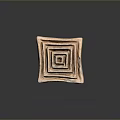 Artistic Square Layered Sculpture Carving with Light Brown Textured Surface on Black Background and Reflection