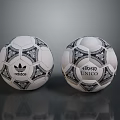 Household Items Two White Soccer Balls Featuring Black Patterns Adidas Logo And ERIVO ENICO Text