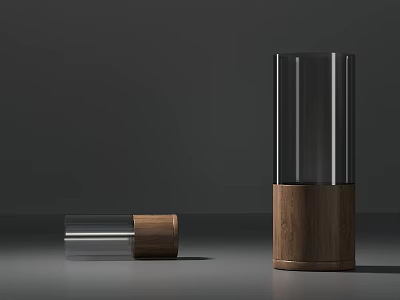 Modern Glass And Wooden Vases With Minimalist Design For Home Decor 3d model
