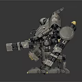 Futuristic Mechanical Robot Character With Heavy Metal Armor And Advanced Technological Features Design