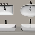 Modern basin faucet ceramic basin counter basin 3d model