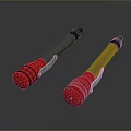 Red And Gray Handheld Weapons With Metallic Parts And Rubber Tips