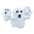 Cute Three White Ghost Shaped Decorative Ornament Set For Home