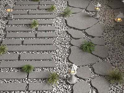 Modern Bluestone Path Stone Path 3d model