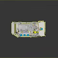 Industrial Machinery With Control Panel Blue Components Yellow Piping And White Frame