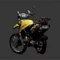 Detailed Yellow Motorcycle With Black Seat And Reflective Surface On Dark Background
