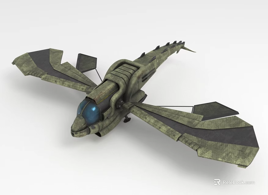 Futuristic Spacecraft With Mechanical Wings And Cockpit Design For Space Exploration 3d model 