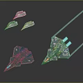 Transparent Fighter Jet Models Showcasing Modern Design On Dark Background With Various Angles