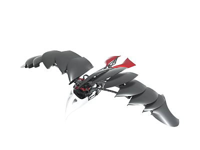 Futuristic Mechanical Wing Structure With Black Body Red Details And Multiple Blades 3d model