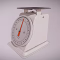 Vintage Mechanical Kitchen Scale With White Body And Red Pointer Dial 3d model