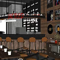 Industrial LOFT Bar Small Sentiment Bar Clear Bar Bistro 3d model