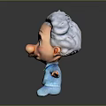 Cartoon Old Man With White Curly Hair Blue Eyes Yellow Bow Tie And Blue Outfit