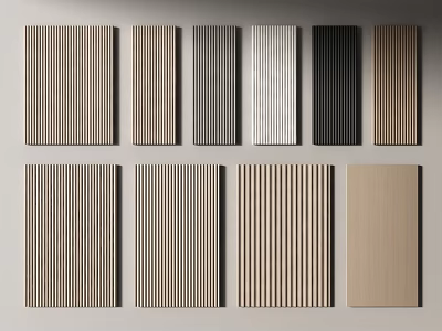 Modern Decorative Wall Panels in Various Neutral Colors and Vertical Groove Designs 3d model