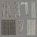 Various Decorative Curtains With Different Patterns Styles And Textures For Home Decor 3d model