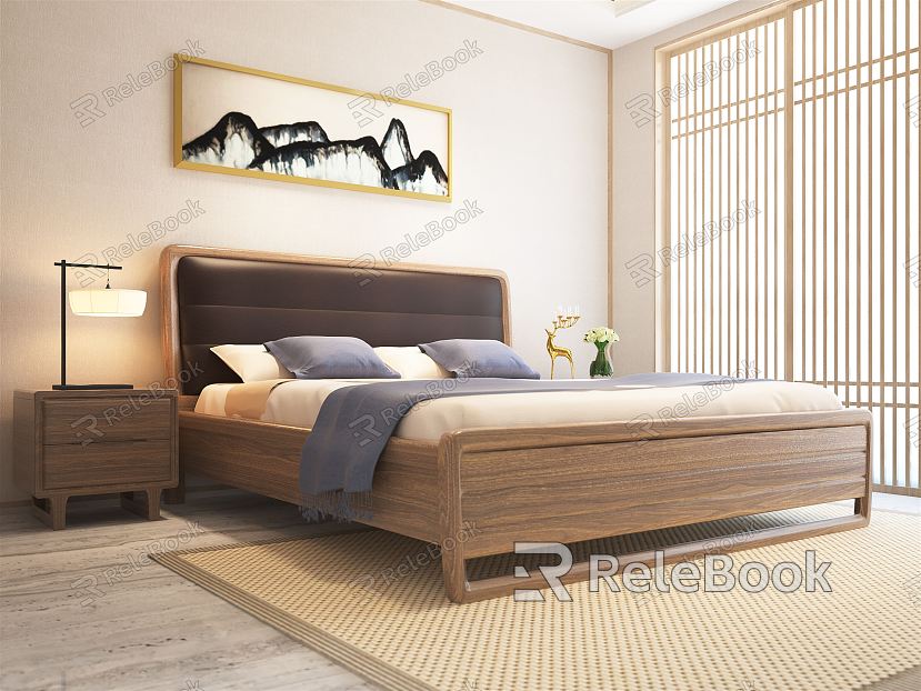 Japanese background double bed model