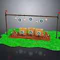 Commercial Shooting Equipment With Metal Frame Hanging Bullseye Targets LED Lights Green Turf Base