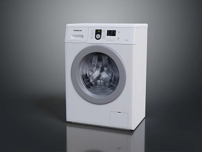Siemens White Front Loading Washing Machine With Digital Display And Control Panel 3d model