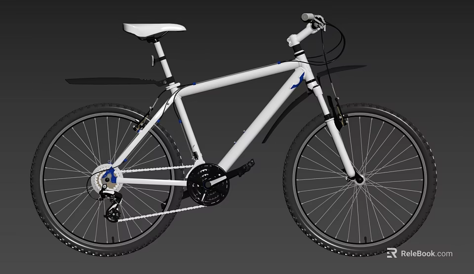 White Mountain Bike Design With Frame Wheels Seat And Handlebar 3d model 