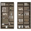 Modern Wooden Decorative Cabinet with Shelves Books Decorations and Potted Plant