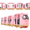 Pink Cartoon Pig Train with Pig Head Design Multiple Carriages and Separate Locomotive