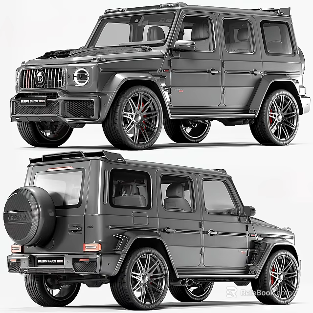 Luxury Black SUV with Large Alloy Wheels Spare Tire and Front Grille Design 3d model 