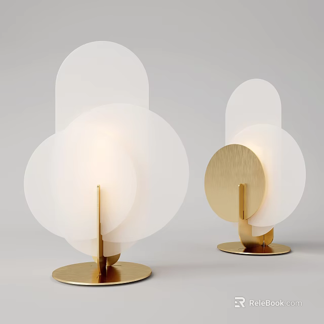 Elegant Modern Luxury Table Lamp With Gold Base And White Circular Shade 3d model 