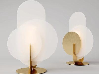 Elegant Modern Luxury Table Lamp With Gold Base And White Circular Shade 3d model