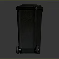 Gray Wheeled Household Trash Can With Lid Durable Plastic For Home Use