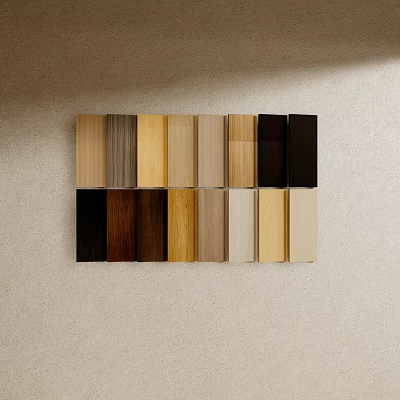 Wooden Background Wall with Various Wood Tone Panels in Light and Dark Shades 3d model