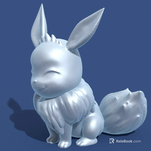 Adorable Silver Rabbit Shaped Decorative Ornament Set With Fluffy Tail and Ears 3d model 