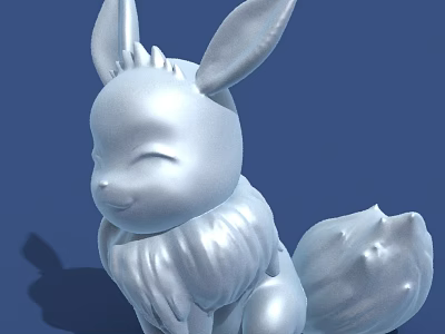 Adorable Silver Rabbit Shaped Decorative Ornament Set With Fluffy Tail and Ears 3d model