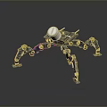 Metallic Mechanical Spider Robot With Multiple Legs And Circular Top Component 3d model
