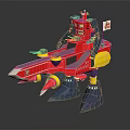 Red Yellow Robot Character With Mechanical Creature Features And Armor Details