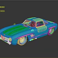 Turquoise Vintage Sports Car With Sleek Body Design And Chrome Wheels On Reflective Surface