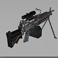 Modern Tactical Machine Gun With Telescopic Sight Tripod Stand And Green Magazine