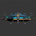 Futuristic Blue And Yellow Sci Fi Spaceship For Cosmic Aerospace Exploration