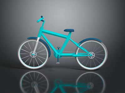 Modern Blue Bicycle Featuring Sleek Frame And Reflective Wheels Design 3d model