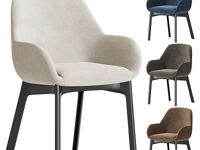 Modern Accent Chair With Beige Upholstery Armrests And Black Wooden Legs Multiple Color Options 3d model