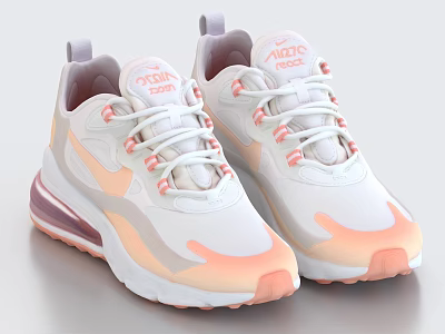 Nike Air Max 270 React Sneakers With Pastel Gradient And Pink Accents 3d model