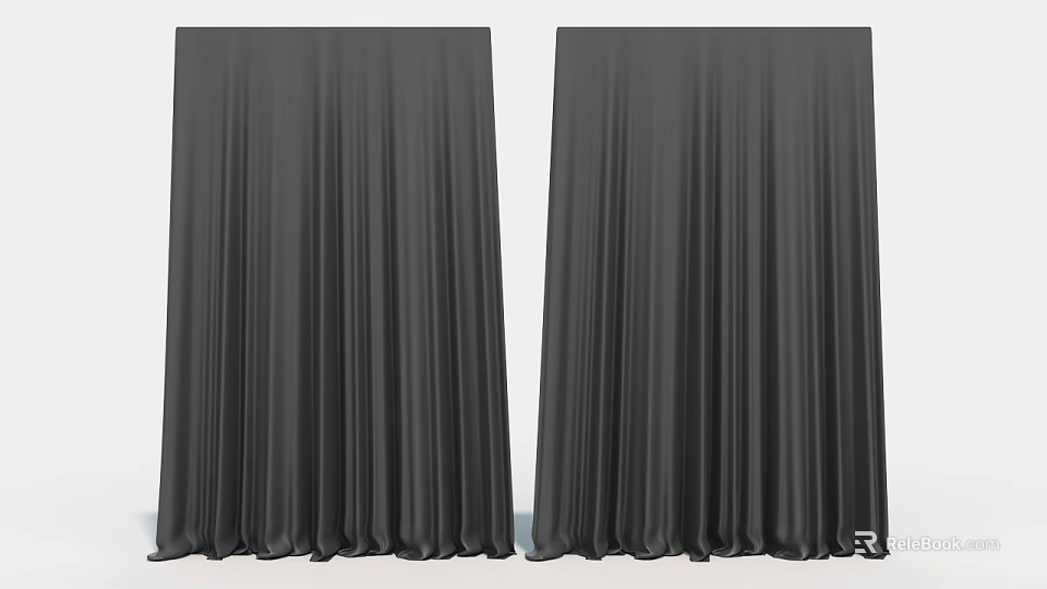 Dark Gray Velvet Curtains Floor Length With Elegant Drape For Modern Home Decor 3d model 