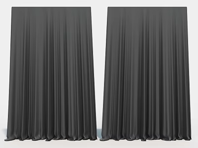 Dark Gray Velvet Curtains Floor Length With Elegant Drape For Modern Home Decor 3d model