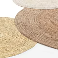 Woven Round Rugs in Natural Beige Brown Tones for Home Living Decor