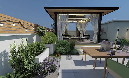 Roof Garden Modern Garden 3d model