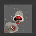 Christmas Elf In Red Outfit Holding Gift With Surrounding Gift Boxes And Snowflakes