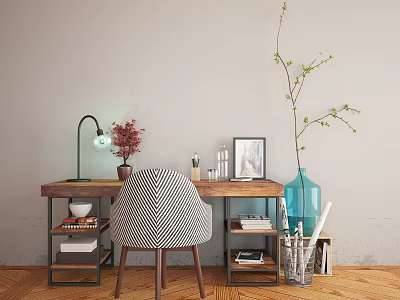 Industrial LOFT desk chair desk combination 3d model