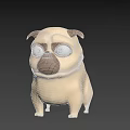Cute 3D Cartoon Pug Toy With Big Eyes Beige Brown Color Design
