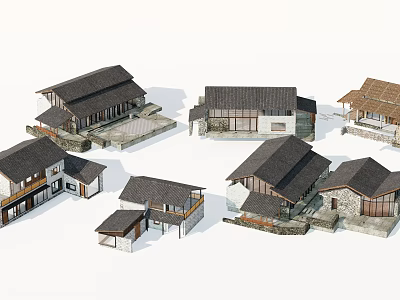 New Chinese Style Folk Houses Rural Folk Houses Rural Architecture Rural Self-built Houses Residential Buildings Residential Buildings Residential Buildings Residential Buildings Residential Buildings 3d model
