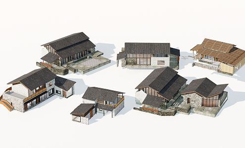 New Chinese Style Folk Houses Rural Folk Houses Rural Architecture Rural Self-built Houses Residential Buildings Residential Buildings Residential Buildings Residential Buildings Residential Buildings 3d model