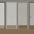 Modern Hinged Doors With Textured Glass Panels And Sleek Metal Frames 3d model